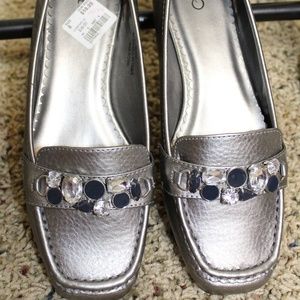 Silver Flats with Jewel Embellishments